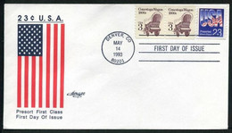 USA 1993 Presort First Class FDC, Denver, CO, May. 14 (Artmaster) | Stage Coaches | Flags - 1991-2000