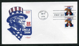USA 1998 Uncle Sam FDC, Troy, NY, Nov. 9 (Artmaster) | Flags | Headgear | Symbols - 1991-2000