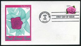 USA 1999 Pink Coral Rose FDC, Indianapolis, IN, Aug. 13 (Artmaster) - 1991-2000