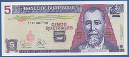 GUATEMALA - P.106a – 5 Quetzales  12.02.2003 UNC Serie C54108775B Printer FCO - Guatemala