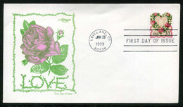 USA 1999 Love FDC, Loveland, CO, Jan. 28 (Artmaster) | Heart | Flowers - 1991-2000