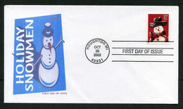 USA 2002 Sc 3676 Holiday Snowmen FDC, Houghton, MI, Oct. 28 (Artmaster) Mi. 3707BA - 2001-2010