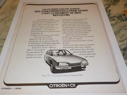 ANCIENNE PUBLICITE  CX 2000 VOITURE CITROEN 1976 - Cars