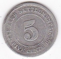 Straits Settlements 5 Cents 1882 H . Victoria , En Argent , KM# 10. Rare - Malaysia