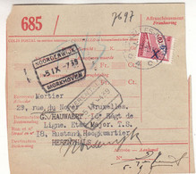 Belgique - Document Pour Un Envoi Colis Postal De 1939 - Avec Demi Timbre Chemin De Fer - Exp Vers Herentals - 1923-1941