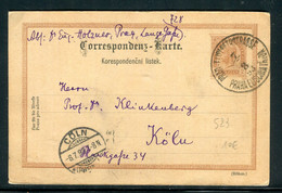 Autriche - Entier Postal De Praha Pour Köln En 1893 - Prix Fixe !! - Ref S 23 - Andere & Zonder Classificatie