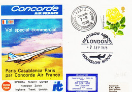 France Concorde  Vol Special Commercial  Paris Casablanca Paris En 1976TB - Luftpost