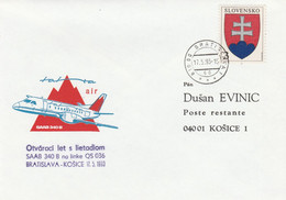 SLOVAKIA 1993 First Flight Bratislava - Kosice - Cartas & Documentos