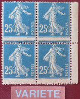 R1311/766 - 1907 - TYPE SEMEUSE CAMEE - N°140 (II) BLOC NEUF** BdF - SUPERBE VARIETE ➤➤➤ Piquage à Cheval - Unused Stamps