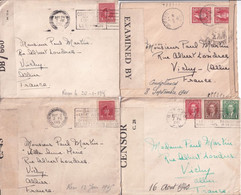 CANADA - 1940/1945 - 4 ENVELOPPES Avec CENSURES De QUEBEC / OBLITERATIONS Dont CACHET SANS NOM DE VILLE ! => VICHY ! - Lettres & Documents