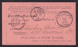 USA: Official Business Return Receipt Postcard, 1890, Post Office, Rare Cancel Naugatuck Conn (traces Of Use) - Service