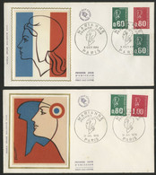 2 Enveloppes Premier Jour Illustrées. Marianne De Bequet Avec N° 1814 + 1815 + 1816 + 1891 + 1892. - 1970-1979