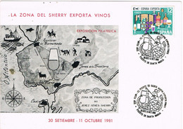 41790. Tarjeta PUERTO De SANTA MARIA (Cadiz) 1981. VINO, Vinos SHERRY, Jerez - Covers & Documents