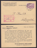 Budapest Karte, Frankatur  1000 Kronen Parlament  Nach Deutschland Seifhennersdorf, Deutsch-Ungarische Handelskammer - Lettere