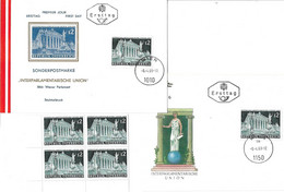 3146r: Österreich 1969, Interparlamentarische Union, Parlamentsgebäude 2 FDCs & Viererblock - Ringstrasse