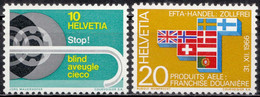 1967, Switzerland, Disabled, E.F.T.A., Flags, Roadsafety, MNH(**), Mi: 851-852 - Unused Stamps