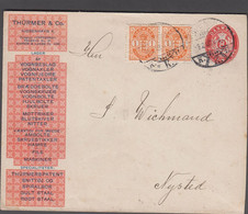 1902. DANMARK.  8 øre Envelope + 2 Ex 1 øre Coat Of Arms Cancelled With KJØBENHAVN 9.... (Michel 37) - JF424983 - Brieven En Documenten