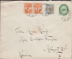 1903. DANMARK.  5 øre Envelope + 2 Ex 1 øre Coat Of Arms + 3 ØRE Cancelled With SKIVE... (Michel 37) - JF424984 - Covers & Documents