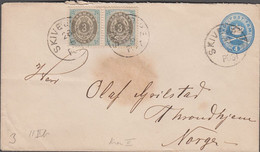 1896. DANMARK.  4 øre Envelope +2 Ex 3 øre Normal Frame Perf 14 On Envelope To Thrond... (Michel 22+) - JF424990 - Brieven En Documenten