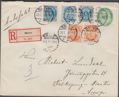 1903. DANMARK.  5 øre Envelope + 2 Ex 1 øre + 20 øre Coat Of Arms + 2 Ex 4 ØRE Cancel... (Michel 37+) - JF424993 - Cartas & Documentos