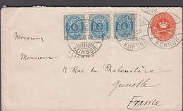 1898. DANMARK. 8 øre Envelope + 3 Stripe 4 øre In Total 20 øre Franking To Grenoble, ... (Michel 23B) - JF424999 - Brieven En Documenten