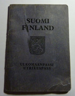 Finland Passport Reisepass Pasaporte 1952  W Visas & Consular Stamps - Documenti Storici