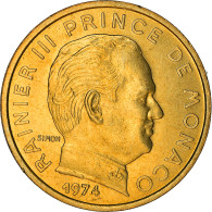 Monnaie, Monaco, Rainier III, 10 Centimes, 1974, TTB+, Aluminum-Bronze, KM:142 - 1960-2001 Nouveaux Francs