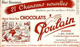 Buvard Chocolats Poulain  21 Chansons Nouvelles  : Bon Voyage Monsieur Dumollet - Chocolat