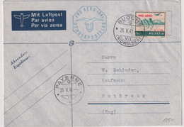 SUISSE - 1941 - POSTE AERIENNE  Zum. 35 VOL SPECIAL PRO AERO BUOCHS à PAYERNE Sur ENVELOPPE => ROTKREUZ ZUG - Premiers Vols