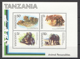 PM011 1982 TANZANIA FAUNA ANIMAL PERSONALITIES #201-204 MICHEL 1KB MNH - Otros