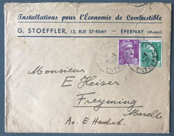 France Gandon Sur Enveloppe - TAD EPERNAY ENTREPOT 31.1.1949 - (C1217) - 1921-1960: Moderne