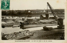 Villefranche Sur Saône * Carte Photo * Le Port De Frans Et Vue De Jassans * Péniche Batellerie * Grue - Villefranche-sur-Saone