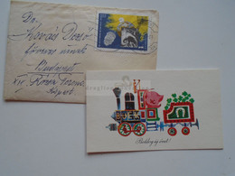 D184199 Hungary Small Cover With New Year Greeting Card -  Piglet Driving A Locomotive -train, Clover, Horseshoe - Covers & Documents