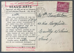 France N°416 Sur CPA Repiquage BEAUX-ARTS - 2.2.1939 - (C1268) - 1921-1960: Moderne