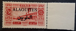 ALAOUITES 1925 , Yvert No 28 A , 1 P 50 Rouge , Surcharge Noire BORD DE FEUILLE Neuf ** MNH TTB - Ongebruikt