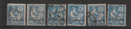 Maroc 1902-1903 Mouchon Surchargé 14 Oblit. Used En 6 Exemplaires - Usados