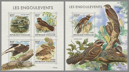 TOGO 2021 MNH Nightjars Nachtschwalbern Engoulevents M/S+S/S - OFFICIAL ISSUE - DHQ2139 - Schwalben