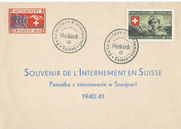 INTERNEMENT EN SUISSE 1940 DOCUMENT AVEC VIGNETTE ET CACHET CAMP MILITAIRE D'INTERNEMENT MEIKIRCH - Documents