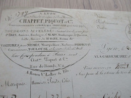Soie Sériciculture Lettre De Voiture Diligence Lyon Pour  Paris 1822 Chappet Piquot Soie - Transports