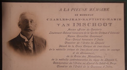 DOODSPRENTJE CHARLES VAN INMSCHOOT,ANCIEN OFFICEDR DE CAVALERIE, 1856- BRUGGE 1927,  LIEUT. GEN. GARDE CIVIQUE OOSTENDE - Images Religieuses