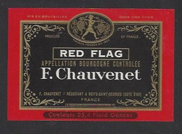 Etiquette De Vin De Bourgogne  -  Red Flag   -   Chauvenet à Nuits St Georges (21) - Thème Porteur De Grappes - Zonder Classificatie
