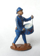 FIGURINE PLOMB CREUX CL CHARLES LANOY SOLDAT CASQUE ADRIAN TENUE Bleue TAMBOUR - Zinnsoldaten