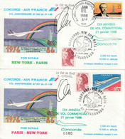 LETTRE  Concorde. Vol Commercial Paris-New-York Le 21/01/1986 - Signé Cdt De Bord : E.Chemel - Concorde