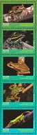 BRAZIL 2021 - FROGS - ANUROS -  TAILLESS AMPHIBIANS -  FAUNA  PRESERVATION - VERTICAL STRIP 5v  MINT - Nuovi