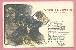 Publicité - CHOCOLAT LORRAIN - G. BOUVIER à NANCY - Carte Signée L. POUSTHOMIS - Werbepostkarten