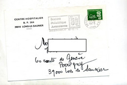 Lettre Flamme Lons Le Saunier Jura Societe Philatelique Entete Hopital Sur Bequet - Mechanical Postmarks (Advertisement)