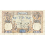 France, 1000 Francs, Cérès Et Mercure, 1933, 1933-01-12, TTB, Fayette:37.8 - 1 000 F 1927-1940 ''Cérès E Mercure''