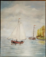 Bateaux Sur Une Rivière, Versteegh/ Boats On A River, Versteegh - Huiles