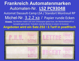 Frankreich France ATM LSA LS2 PC93048 Montreuil / Michel 3.2.2 / Satz 1.9.1981 / Distributeurs Automatenmarken Etiquetas - 1981-84 LS & LSA Prototypen