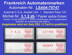 Frankreich France ATM LSA04-75747 Paris 147 / Michel 3.1.2 / Satz 1.9.1981 / Distributeurs Automatenmarken Etiquetas - 1981-84 Types « LS » & « LSA » (prototypes)